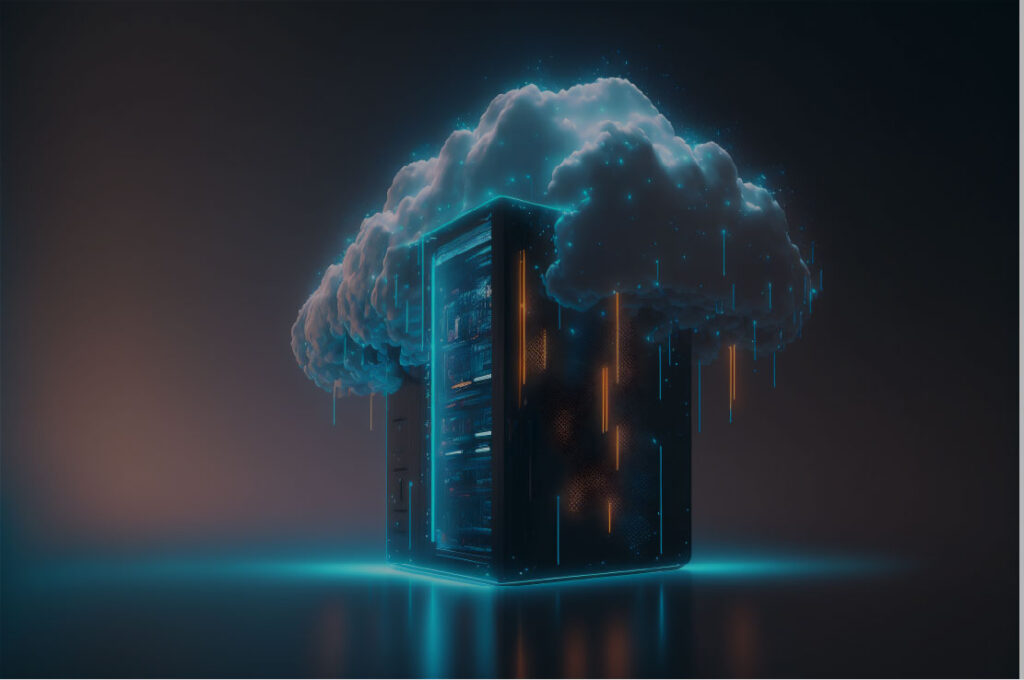 Illustration d'un serveur cloud et d'une infrastructure de stockage de données